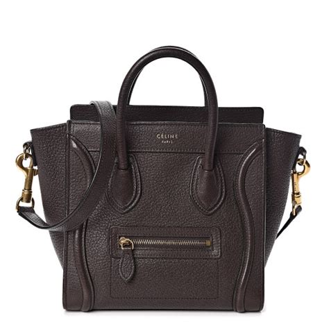 CELINE Goatskin Nano Luggage Dark Taupe 